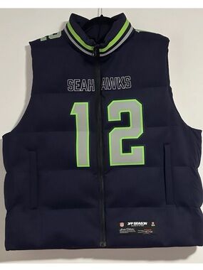Off Season Unisex #12 College Navy Seattle Seahawks Player Puffer Vest W 3X M 2X